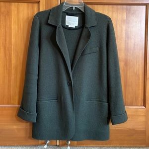 Anthropologie sweater blazer size S forest green EUC